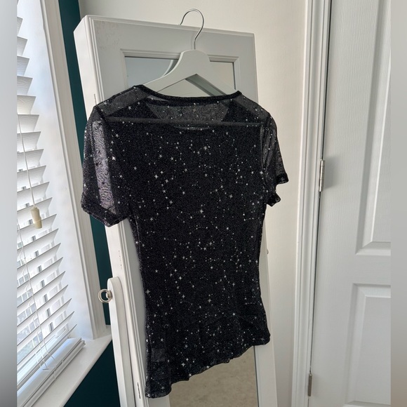 Glitter Sheer Black Mesh Top - Picture 3 of 4